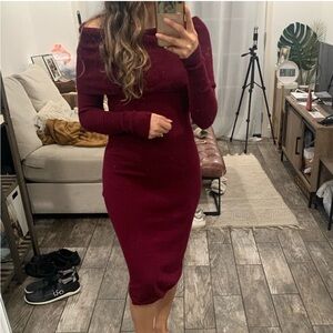 August Cashmere Off The Shoulder Dress